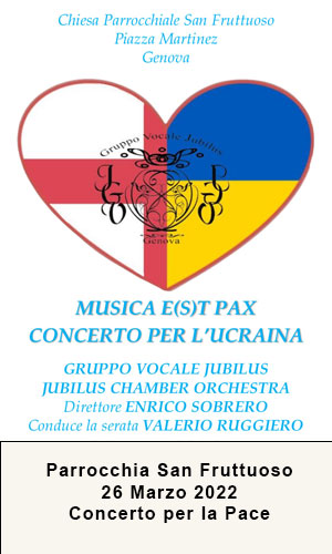 Gruppo Vocale Jubilus | Concerto Per la pace in Ucraina e nel mondo | Parrocchia san Fruttuoso, Genova | Locandina